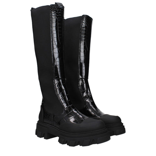Ganni Black Leather Over The Knee GA-10031459369225-EU38/US8