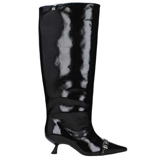 Ganni Black Leather Boots GA-10031467299081-EU37/US7