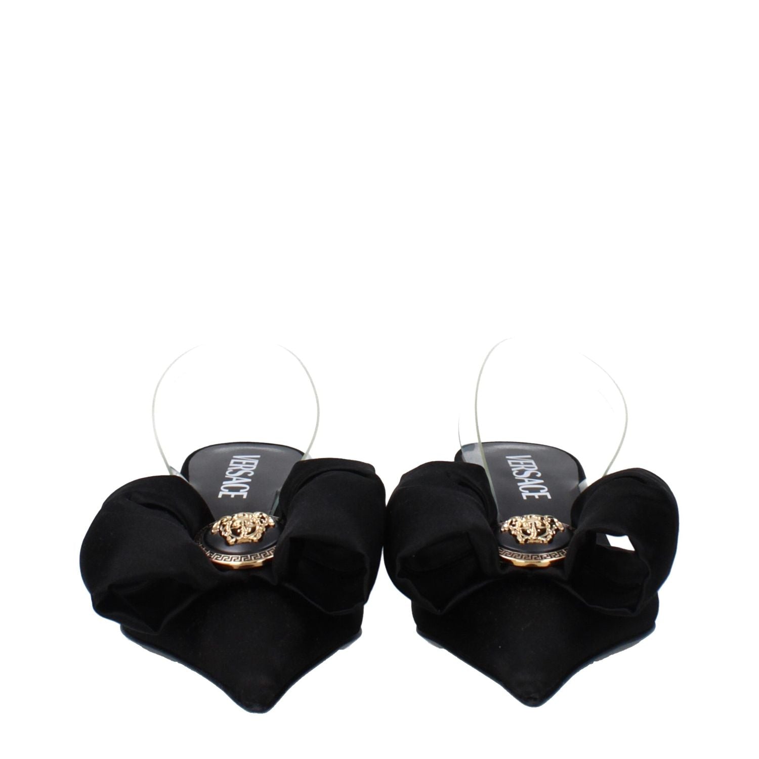 Versace Black Satin Flat Sandals