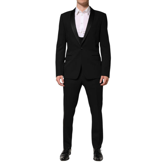 Dolce & Gabbana Black Wool 3 Piece Single Breasted Suit