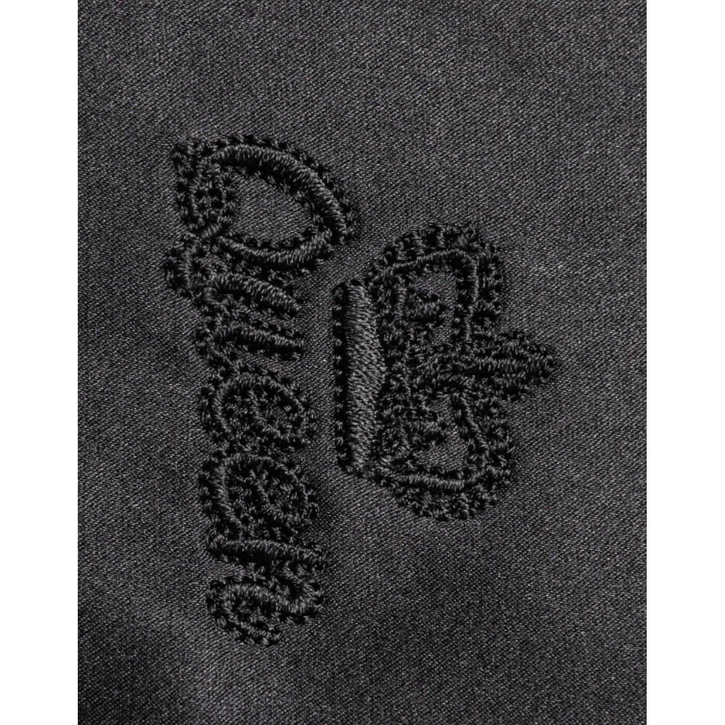 Dolce & Gabbana Black Silk Ascot Collared Button Blouse Top