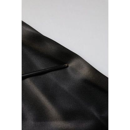 Dolce & Gabbana Black Silk Ascot Collared Button Blouse Top