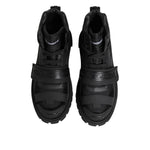 Dolce & Gabbana Black Leather Trekking Sneakers Boots Shoes