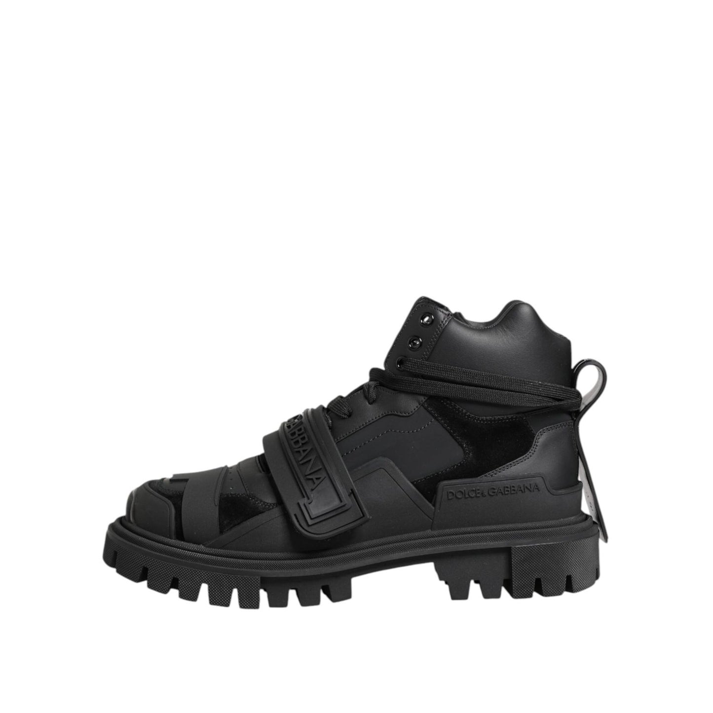 Dolce & Gabbana Black Leather Trekking Sneakers Boots Shoes
