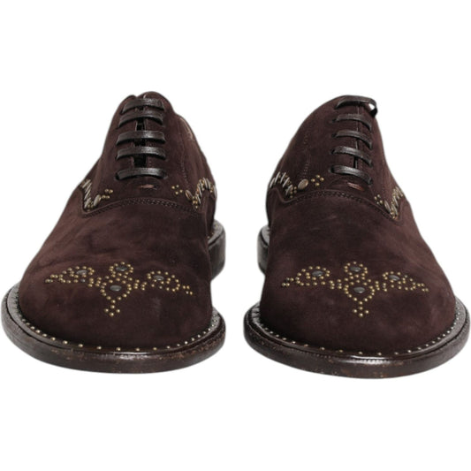 Dolce & Gabbana Brown Velvet Lace Up Oxford Dress Shoes