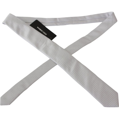 Dolce & Gabbana White Patterned Classic Mens Slim Necktie Tie