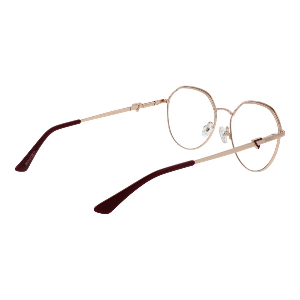 Guess Rose Gold Women Glasses Frame in metal, full-rim style with demo lenses. Frame size 53-16-140. Includes branded case.