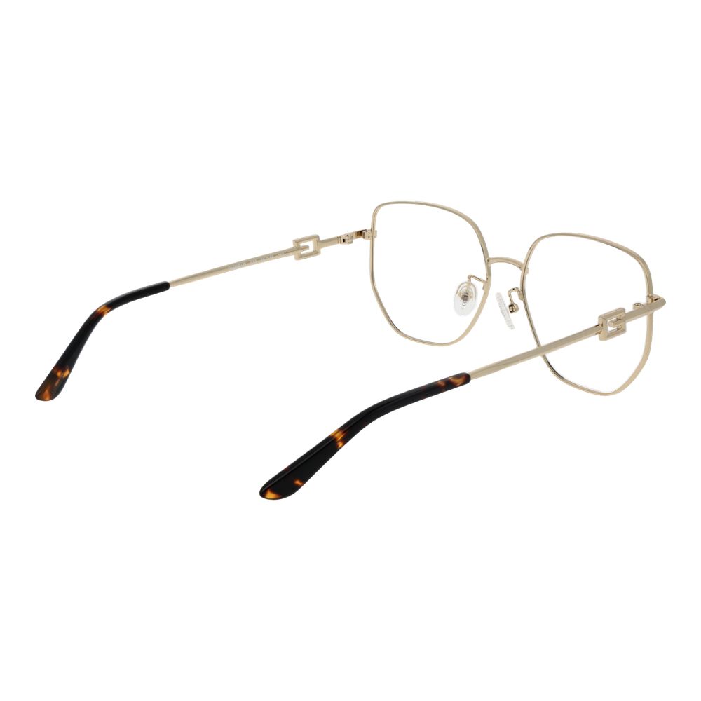Guess Gold Metal Glasses (Frames) for women, full-rim square style with gold metal frames and demo lenses, includes branded case.