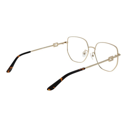 Guess Gold Metal Glasses (Frames) for women, full-rim square style with gold metal frames and demo lenses, includes branded case.