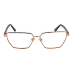 Guess Rose Gold Women Glasses Frame in full-rim butterfly style with demo lenses and metal frame, size 55-14-140, includes branded case.