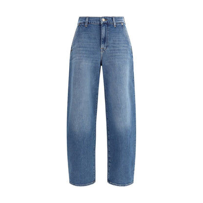 7FOR Light Blue Cotton Relaxed Fit Jeans