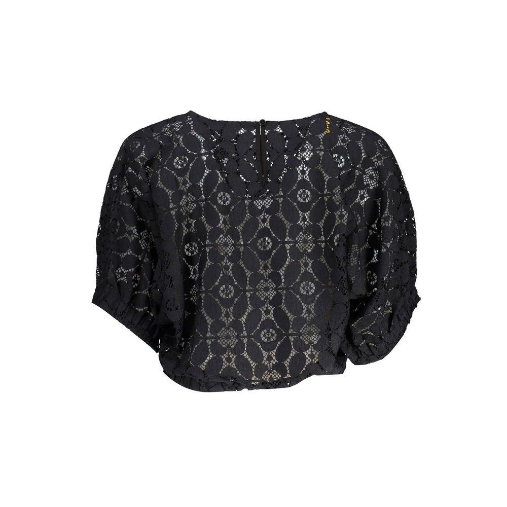 Desigual "Black Polyester Women Blouse with Contrasting Elastic Waistband"
