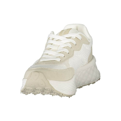 Blauer White Polyester Women Sneaker with removable footbed and contrasting details for fashion-forward comfort and style.