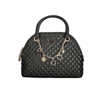 Guess Jeans Black Polyethylene Women Handbag with quilted design and charm details