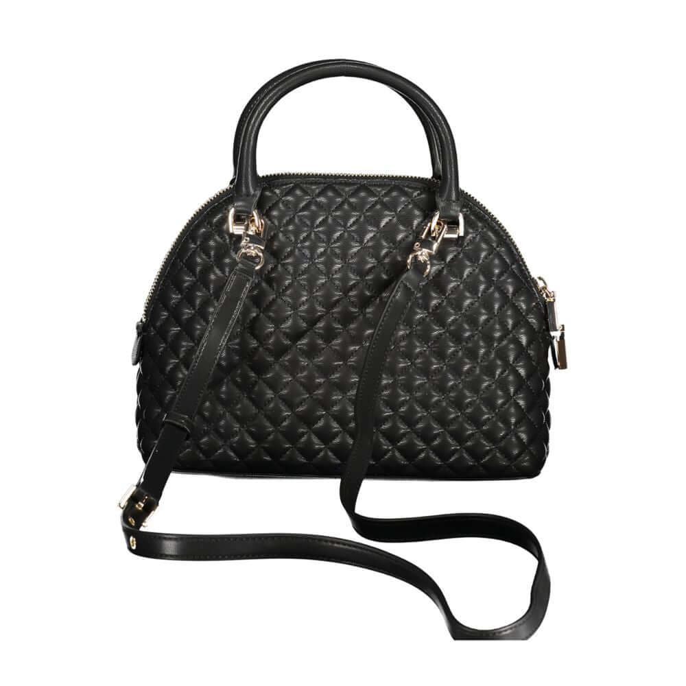 Guess Jeans Black Polyethylene Women Handbag with quilted design and detachable strap for style and functionality.