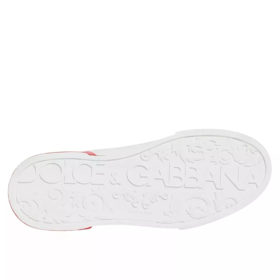 Dolce & Gabbana White Red Portofino Low Top Sneakers Shoes MV2222-41.5