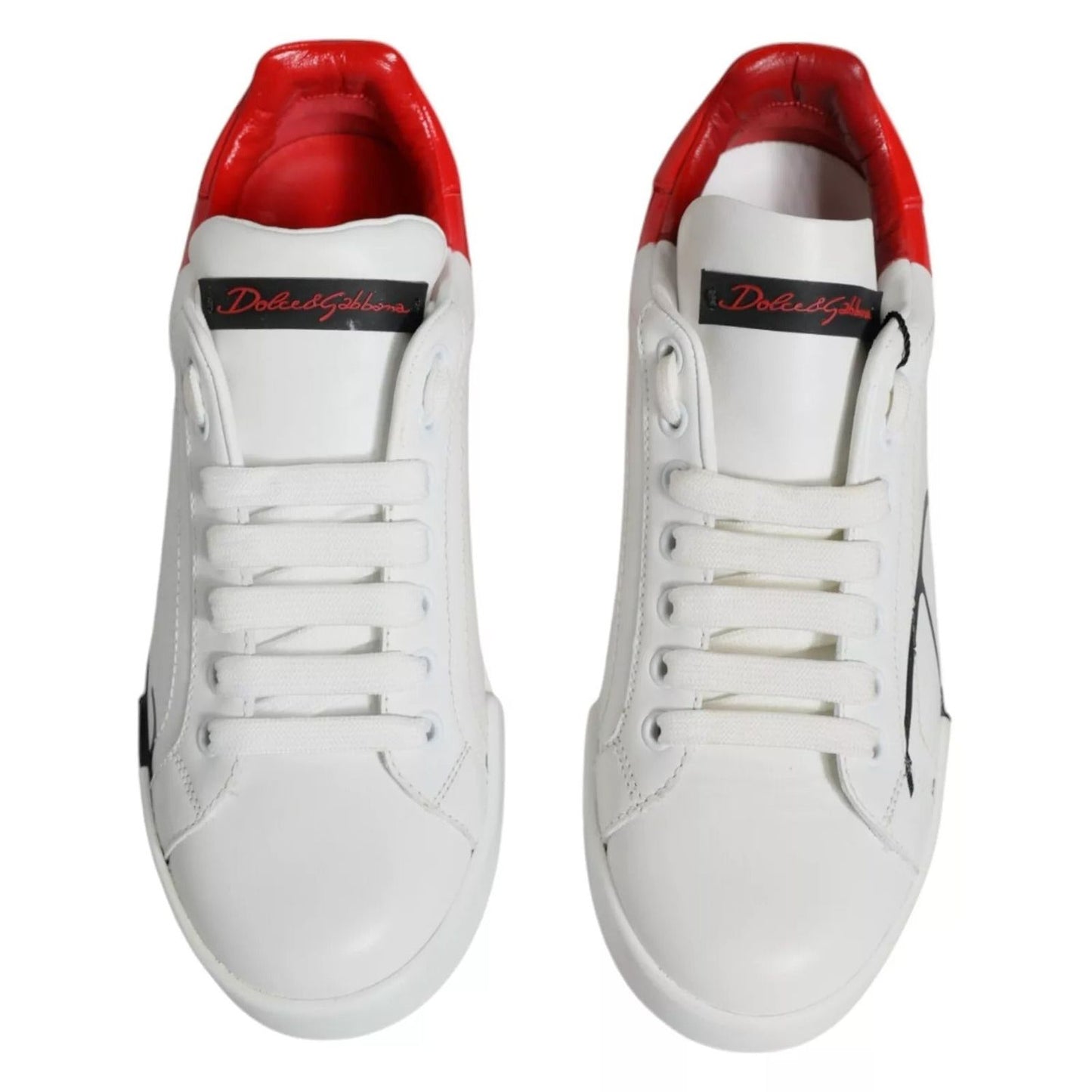Dolce & Gabbana White Red Portofino Low Top Sneakers Shoes MV2222-41.5