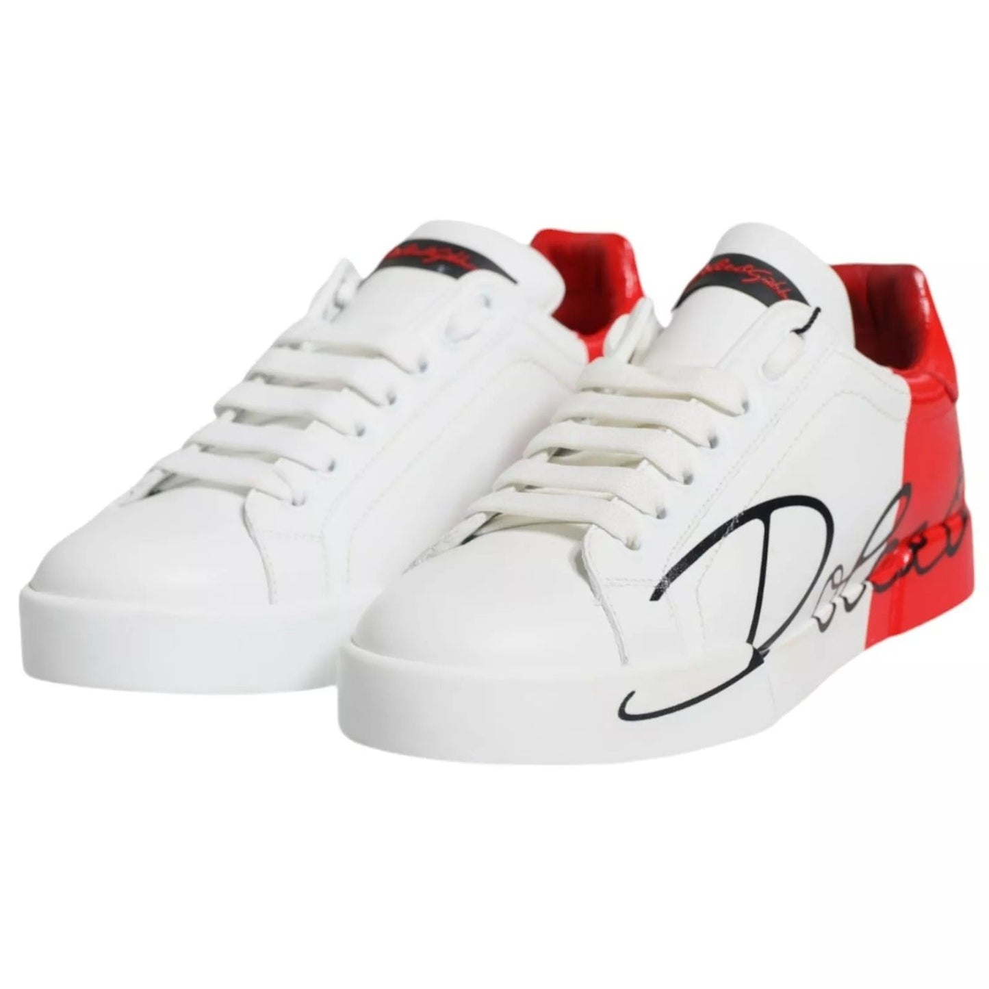 Dolce & Gabbana White Red Portofino Low Top Sneakers Shoes MV2222-41.5