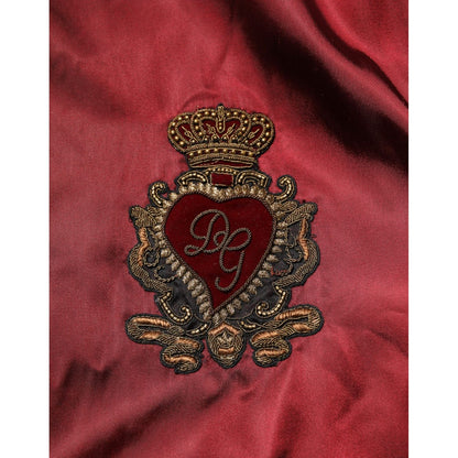 Dolce & Gabbana Maroon Nylon DG Crown Embroidery Jacket