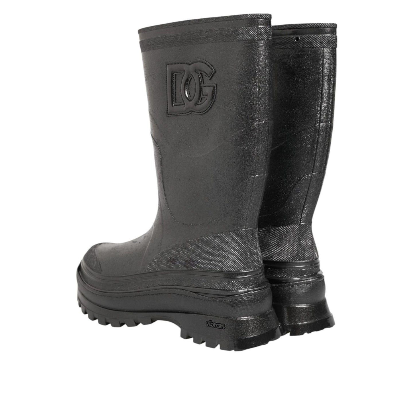 Dolce & Gabbana Metallic Gray Pull On Rain Boots Shoes
