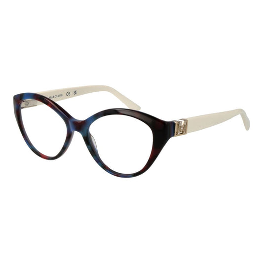 Marciano by Guess Blue Women Glasses Frame in acetate full-rim style, round shape, size 52-16-140, includes branded case.