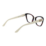 Tortoiseshell and cream cat-eye glasses with full-rim acetate frame and spring hinges.