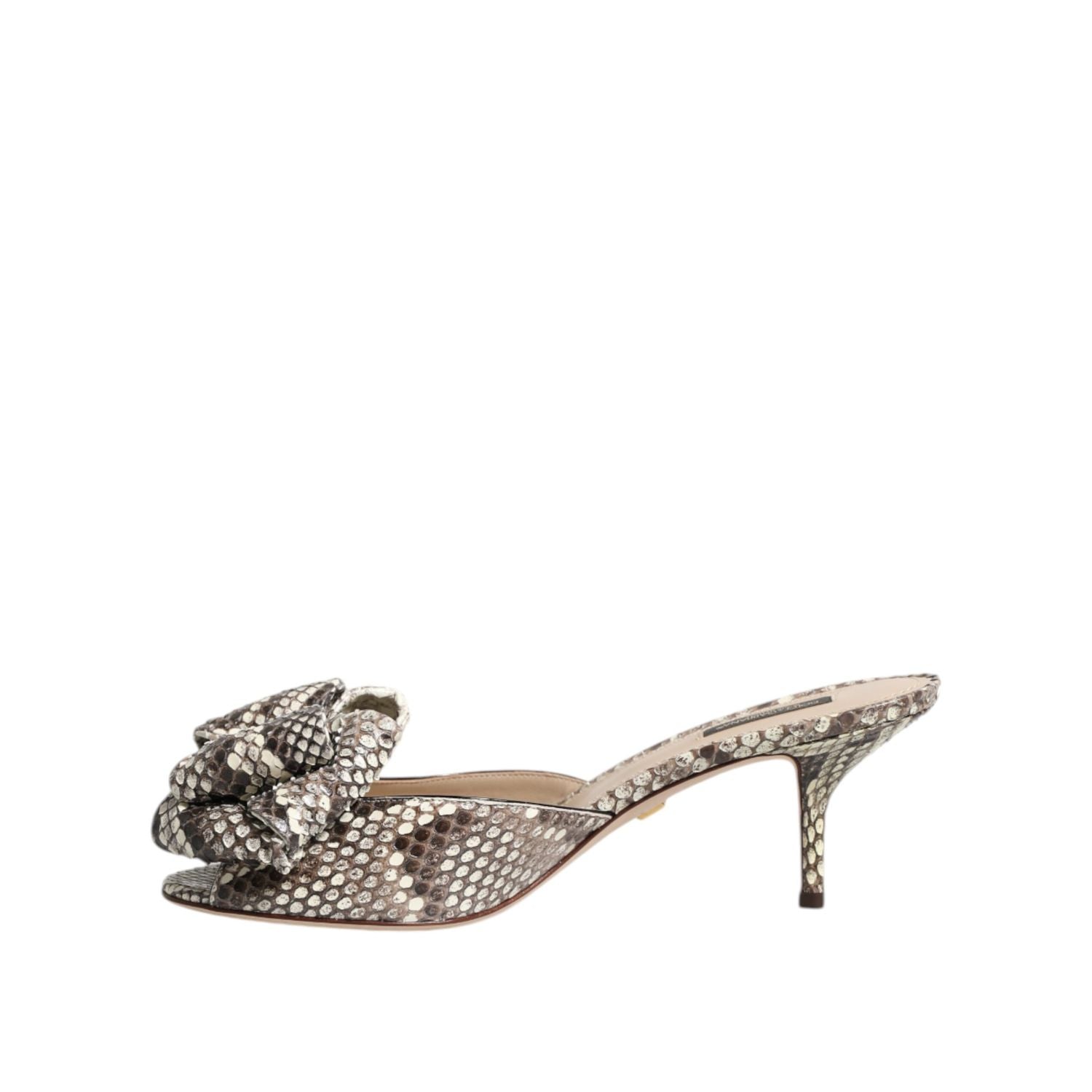 Dolce & Gabbana Multicolor Keira Bow Leather Peep Toe Mules Shoes