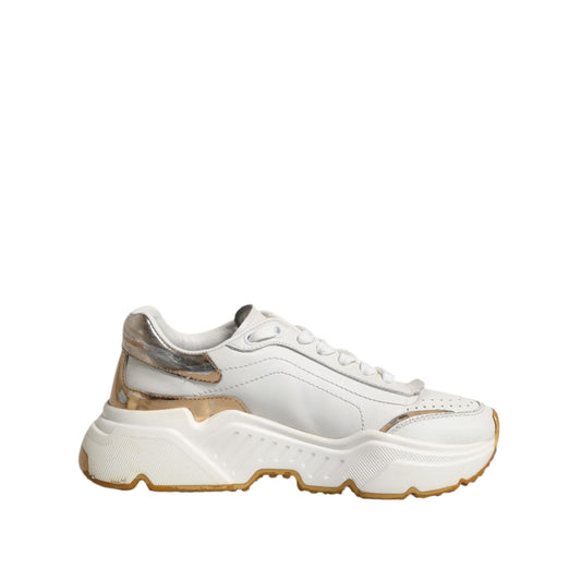 Dolce & Gabbana White Gold Daymaster Low Top Sneakers Shoes