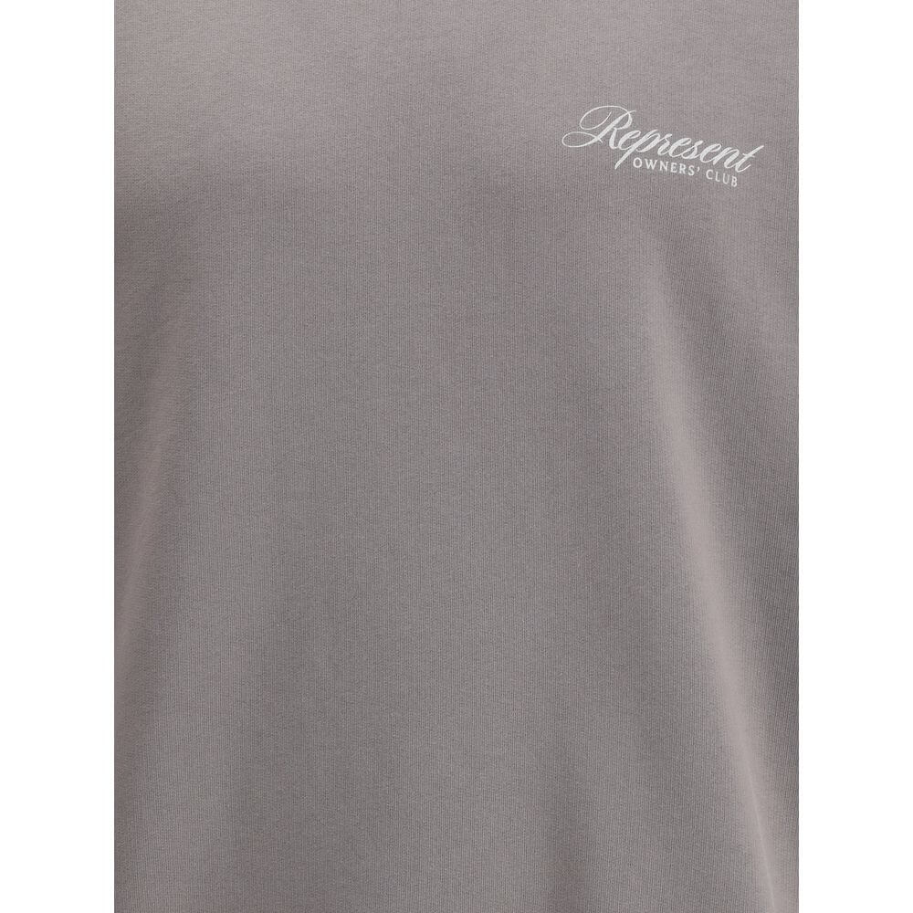 Represent Gray Cotton Sweatshirt with printed logo, featuring a ribbed hem and cuffs, ideal for casual urban looks.