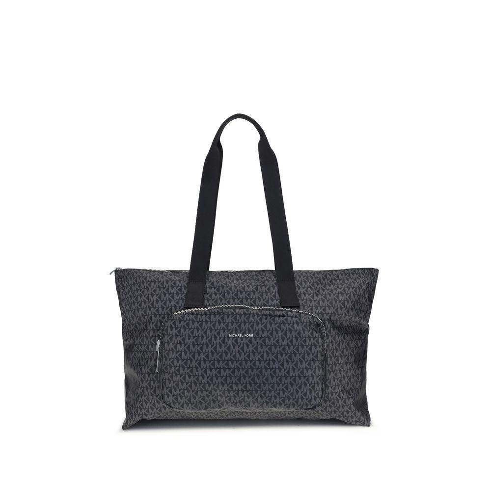 Front view with bag zipped and handles upright.