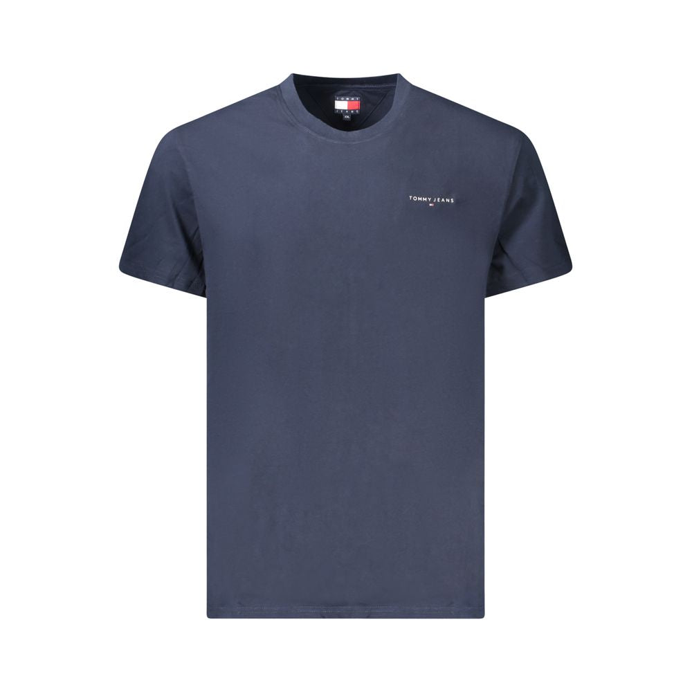 Tommy Hilfiger Blue Cotton Men T-Shirt with logo, short sleeves, eco-friendly 95% regenerative cotton, classic American style
