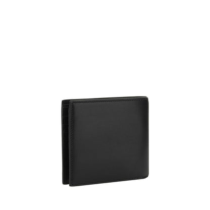 Saint Laurent Black Calf Leather Bos Taurus Wallet, billfold design, card slots, 100% calfskin, iconic monogram, made in Italy, AW25 season.