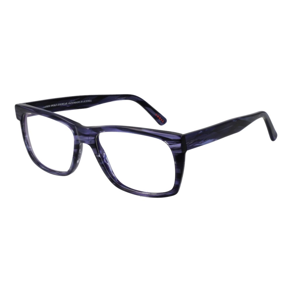 Andy Wolf Blue Unisex Glasses Frame in blue acetate with full-rim style and demo lenses, featuring a rectangular design.