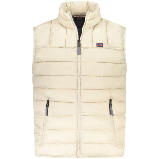 Norway 1963 Beige Polyamide Men Jacket with contrasting grey details, showcasing classic style and functionality in a sleeveless design.