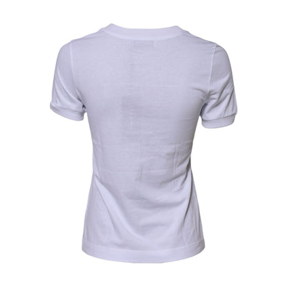 Dolce & Gabbana White Cotton DG Logo Embroidery Top T-shirt