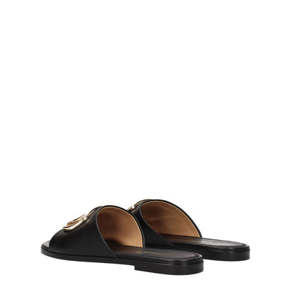 Off-White Black Leather Slippers