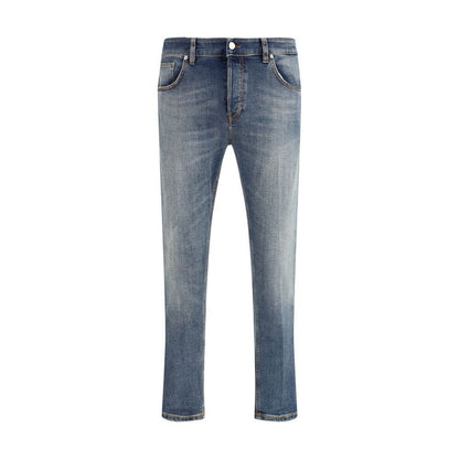PT Torino Blue Cotton Slim Fit Jeans with five-pocket design and button closure.