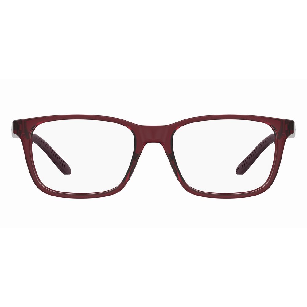 Under Armour Transparent Resin Frames with red square design, ideal for women. Lens/Bridge/Temple: 54/17/140mm.