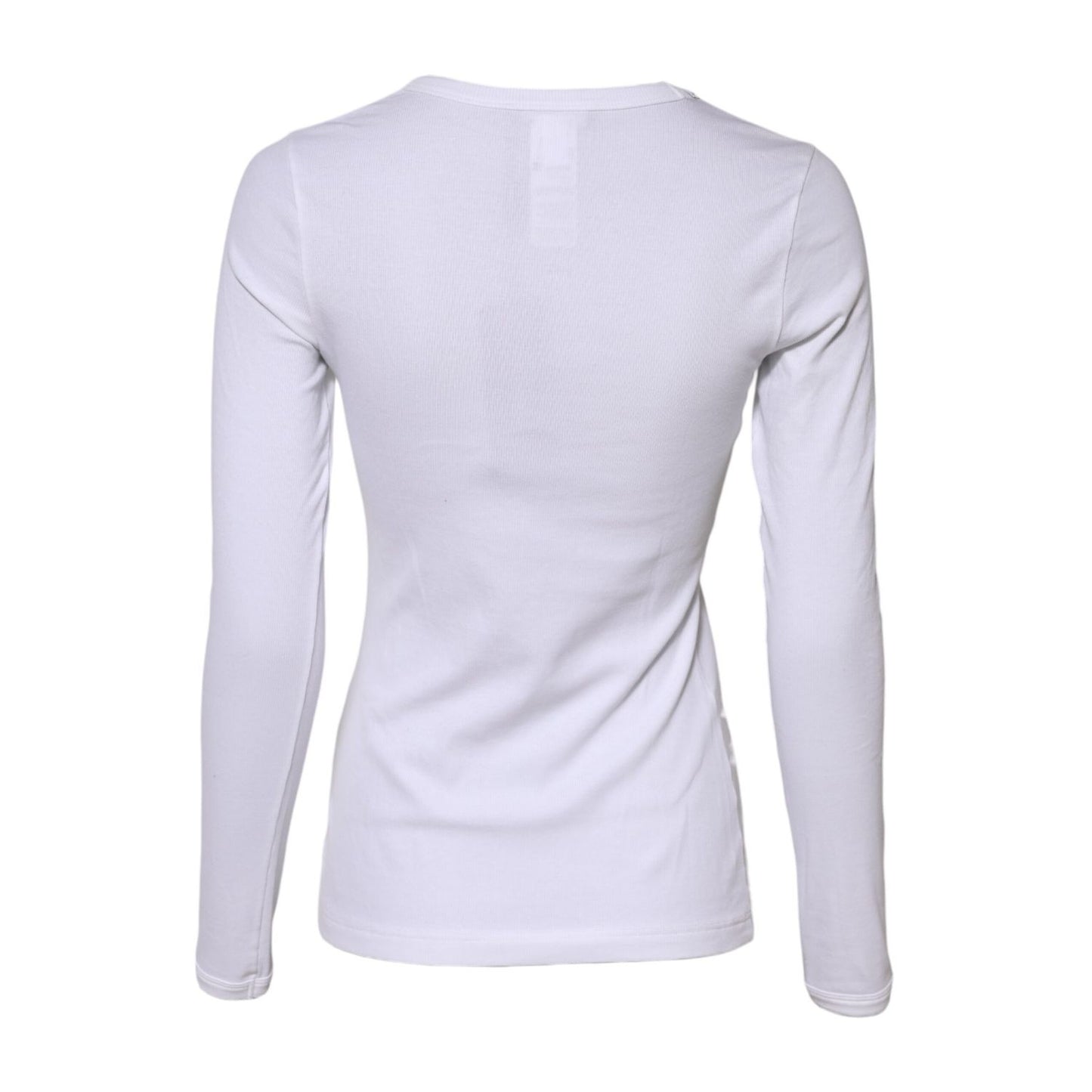 Dolce & Gabbana White Cotton Knit Round Neck Long Sleeves T-shirt