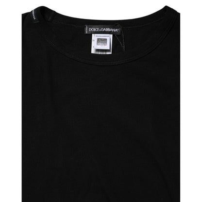 Dolce & Gabbana Black Cotton Knit Round Neck Long Sleeves T-shirt
