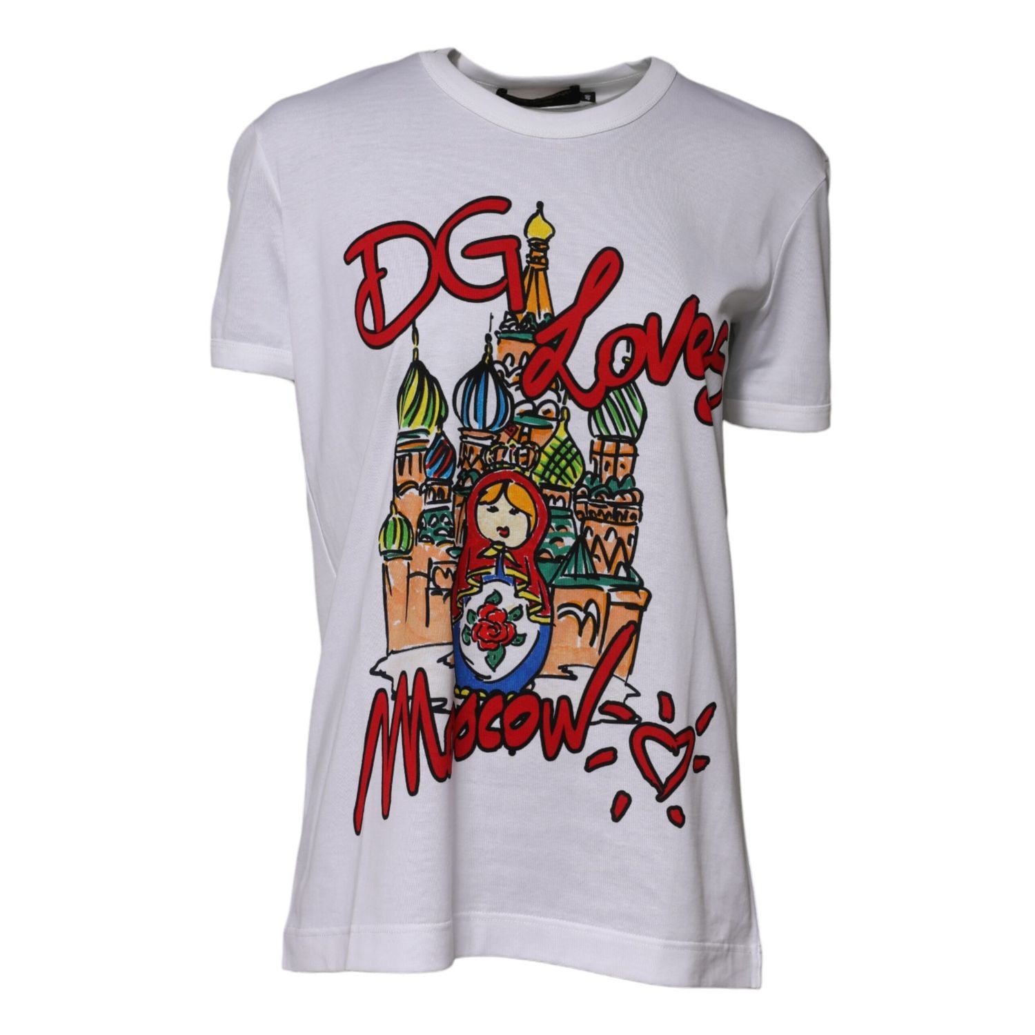 Dolce & Gabbana White DG Loves Moscow Cotton Crew Neck T-shirt