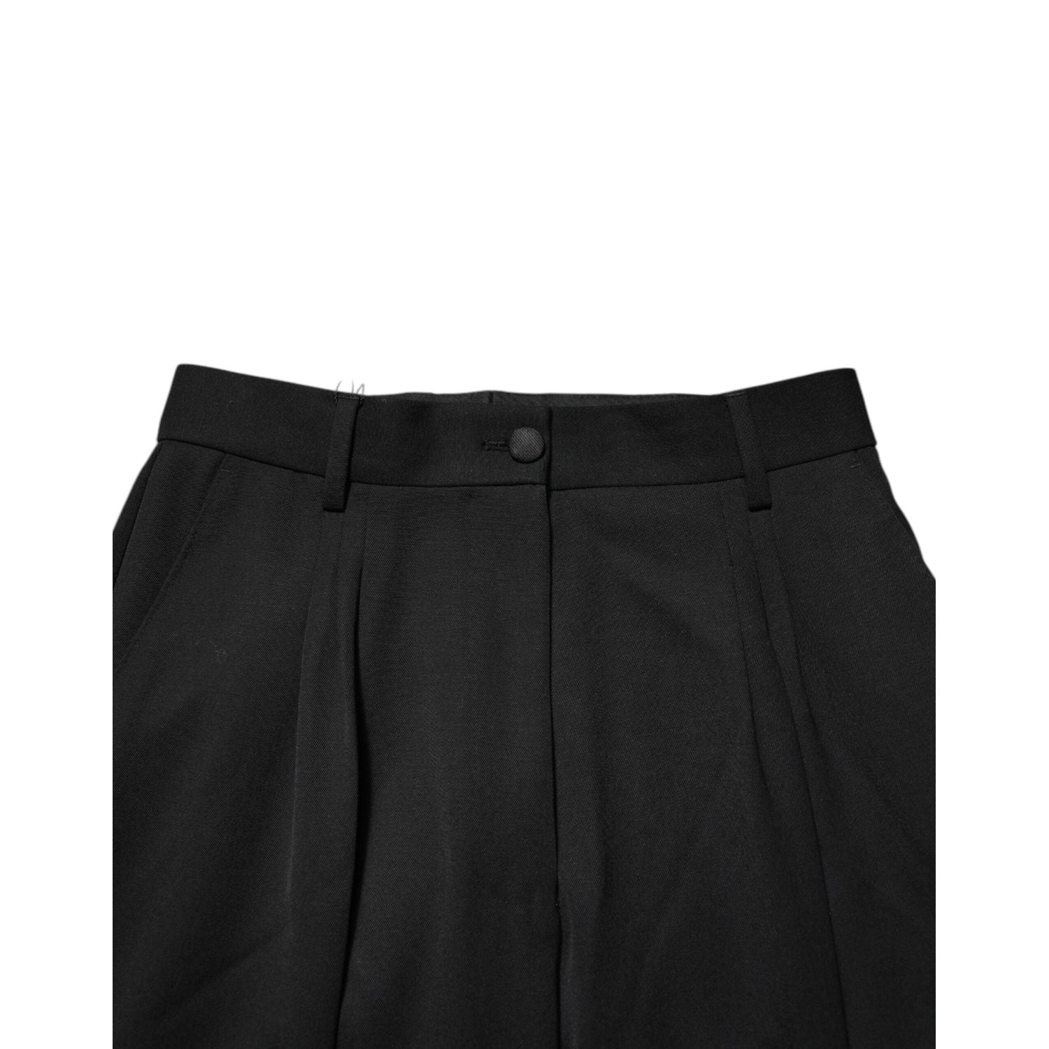 Dolce & Gabbana Black Zip Detailed Wool Straight Leg Pants