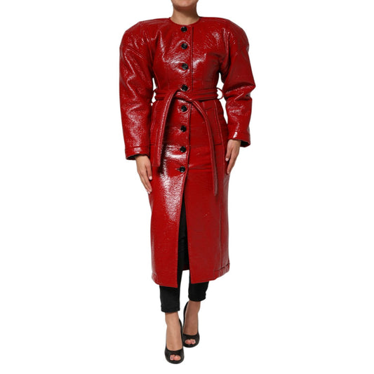 Dolce & Gabbana Red Wool Single Breasted Trench Coat Jacket