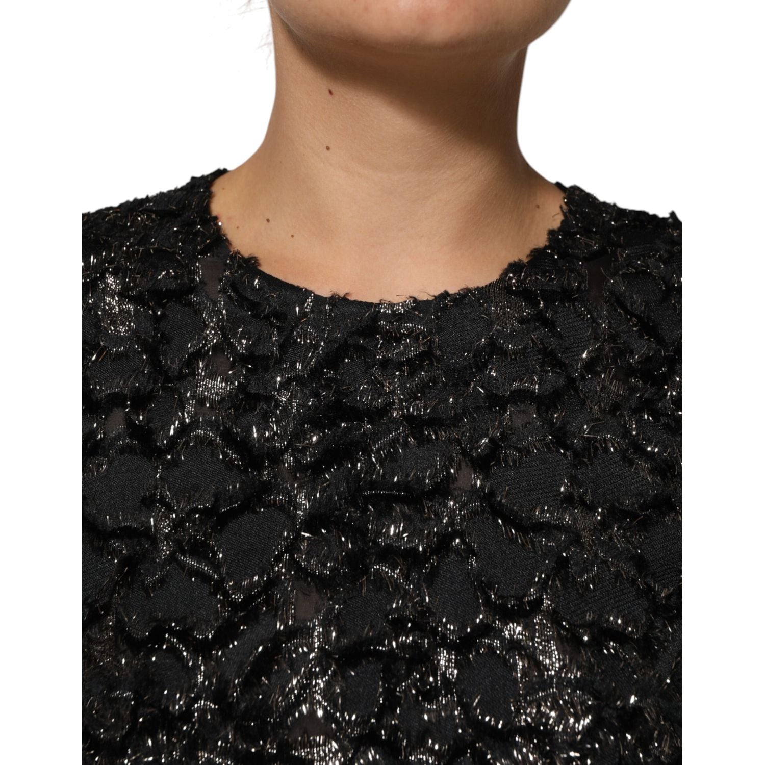 Dolce & Gabbana Black Sequin Bouclé Tweed Sheath Dress