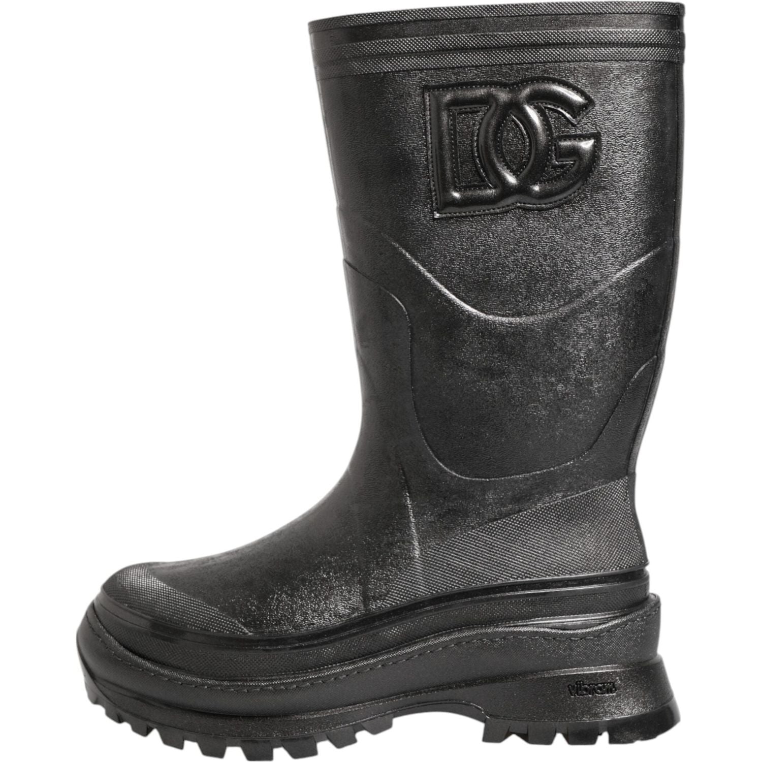 Dolce & Gabbana Metallic Black Pull On Rain Boots Men Shoes