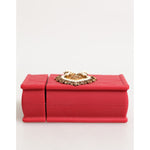 Dolce & Gabbana Red Silicone Devotion Heart Cover Bag Women Airpods Case featuring gold heart detail, stylish and elegant design.