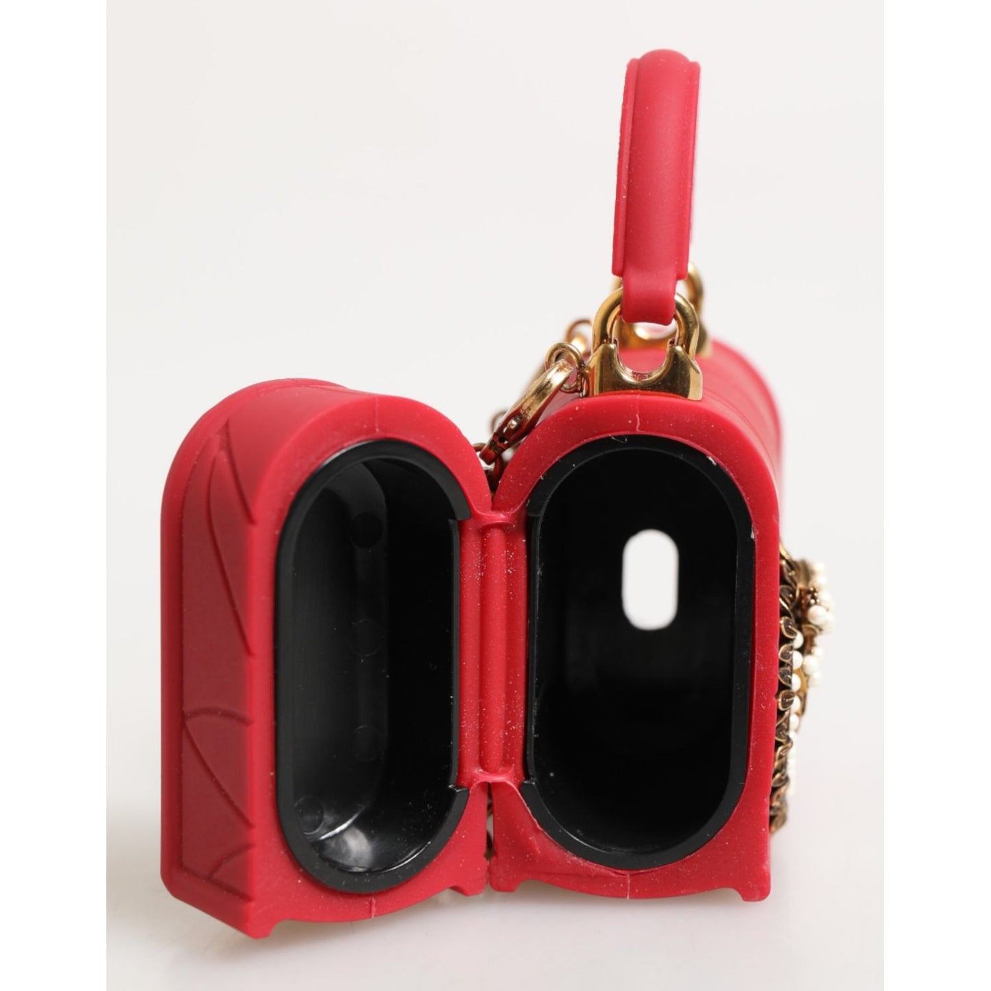 Dolce & Gabbana Red Silicone Devotion Heart Cover Bag Women Airpods Case open view