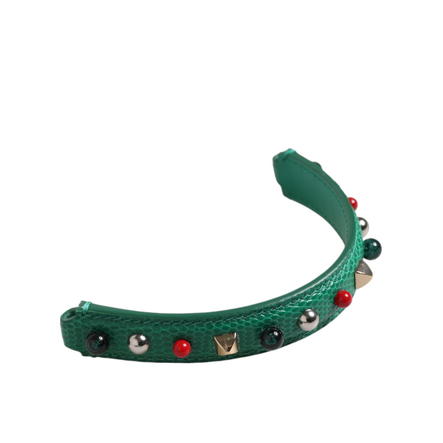 Dolce & Gabbana Green Embellished Leather Bag Handle Women Shoulder Strap