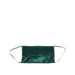 Dolce & Gabbana Green Silk Pleated Elastic Ear Strap Face Mask with logo detail, luxurious unisex accessory made in Italy.