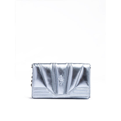 Ferrari Metal light blue GT patent leather bag with chain Ferrari